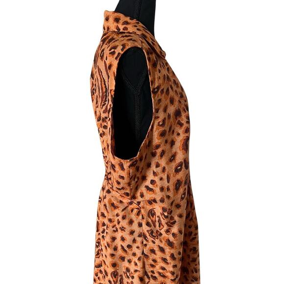 Street Fashion Women Leopard Print Wrap Dress 2X Sleeveless Belted Animal Print - Picture 4 of 8